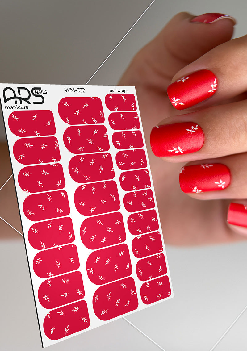 Manicure White twigs. Nail wraps WM-332