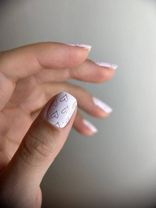 Manicure Hearts on pink. Colored Foil. Nail wraps WM-337