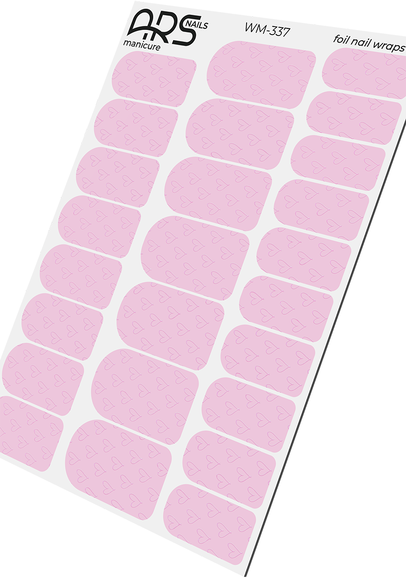 Manicure Hearts on pink. Colored Foil. Nail wraps WM-337