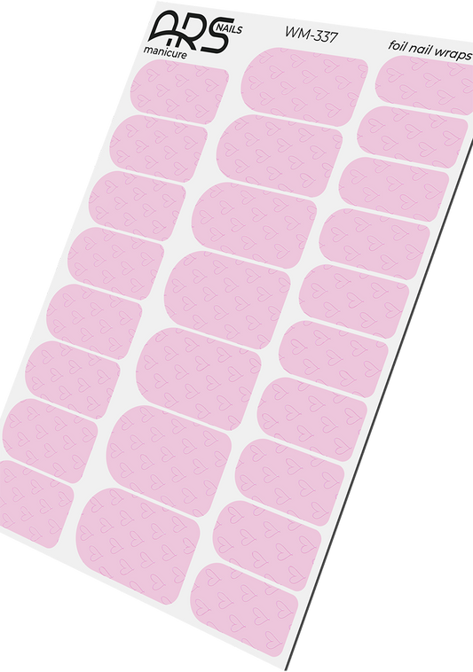 Manicure Hearts on pink. Colored Foil. Nail wraps WM-337