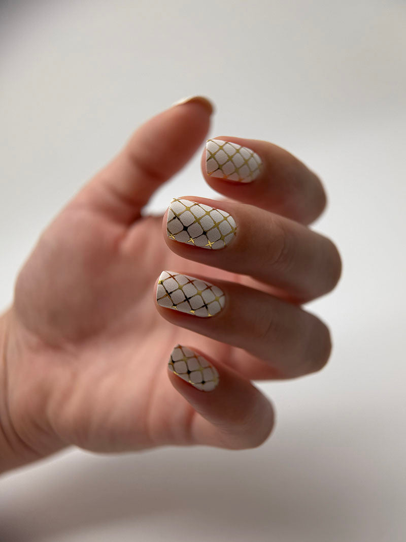 Manicure Ornament mesh. Gold Foil. Nail wraps WM-339