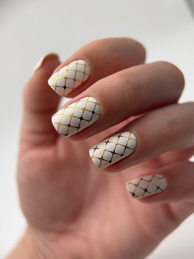 Manicure Ornament mesh. Gold Foil. Nail wraps WM-339