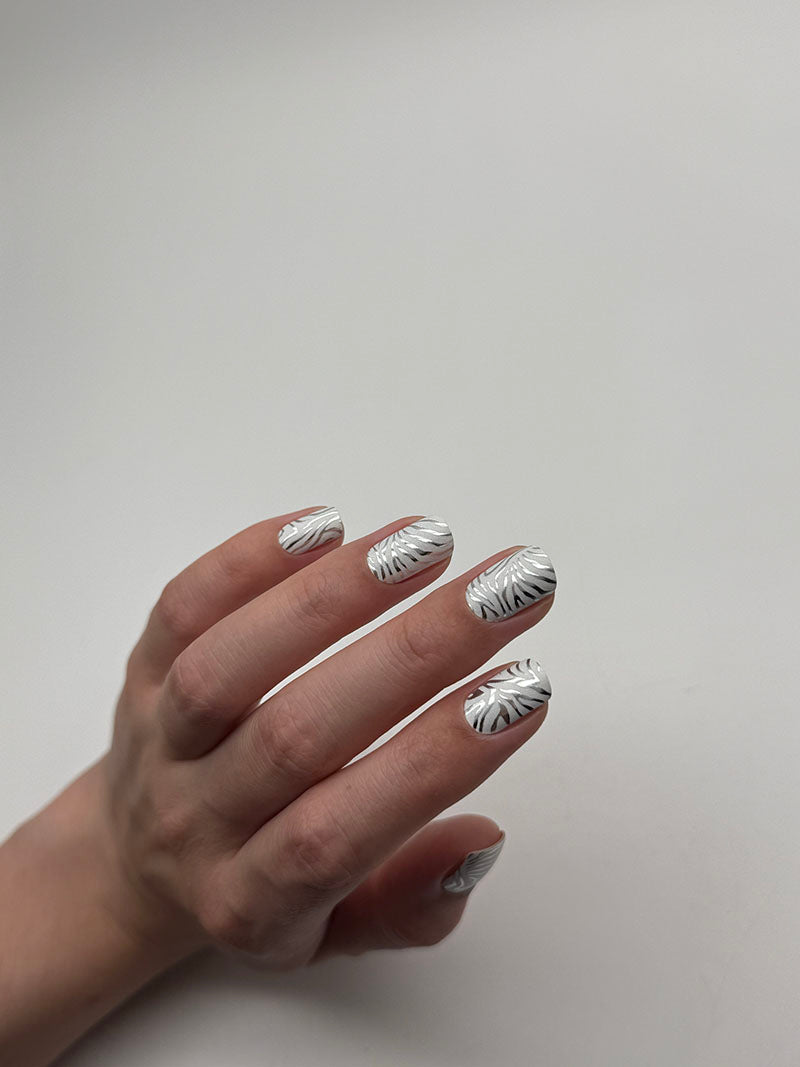 Manicure Zebra gray. Colored Foil. Nail wraps WM-341
