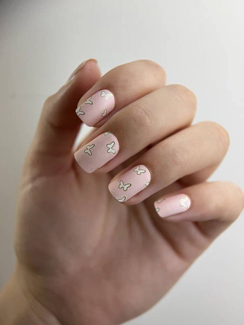 Manicure Butterflies. Gold Foil. Nail wraps WM-358