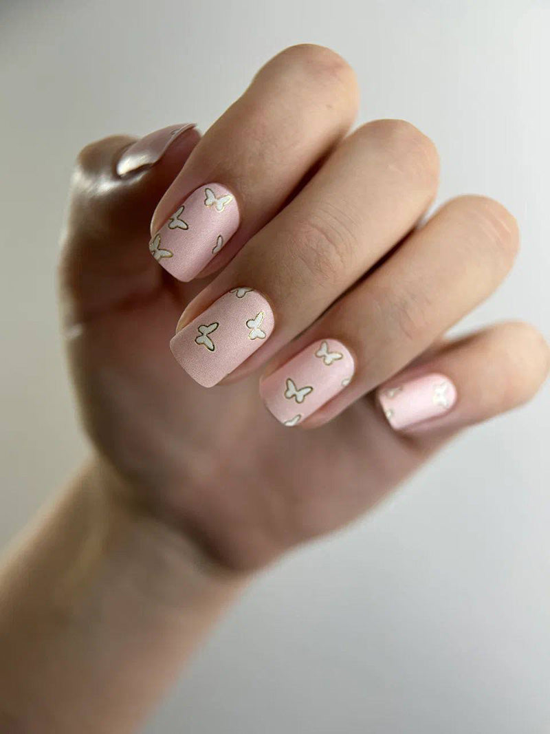 Manicure Butterflies. Gold Foil. Nail wraps WM-358