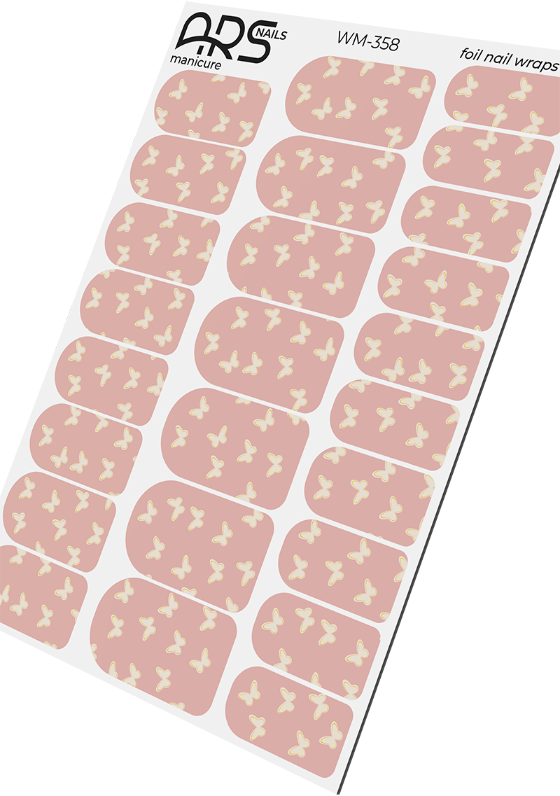 Manicure Butterflies. Gold Foil. Nail wraps WM-358
