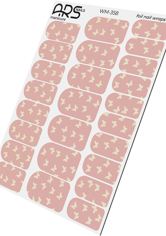 Manicure Butterflies. Gold Foil. Nail wraps WM-358