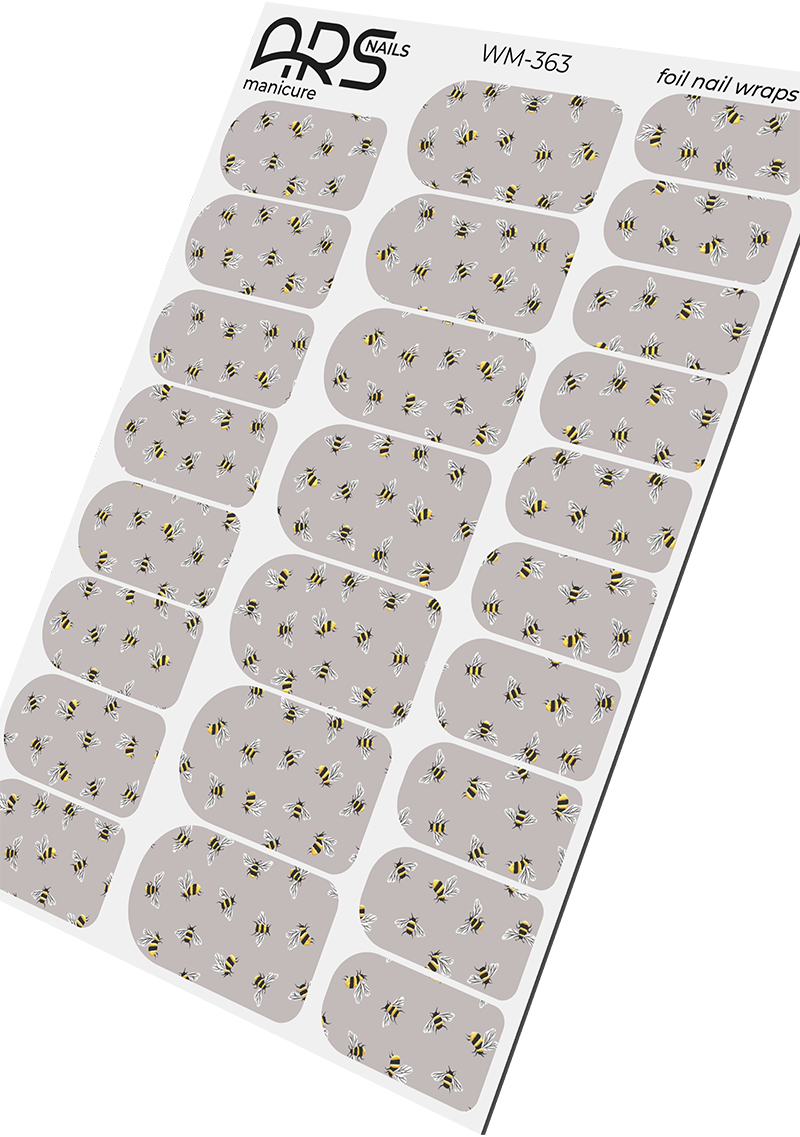 Manicure Small bees. Gold Foil. Nail wraps WM-363