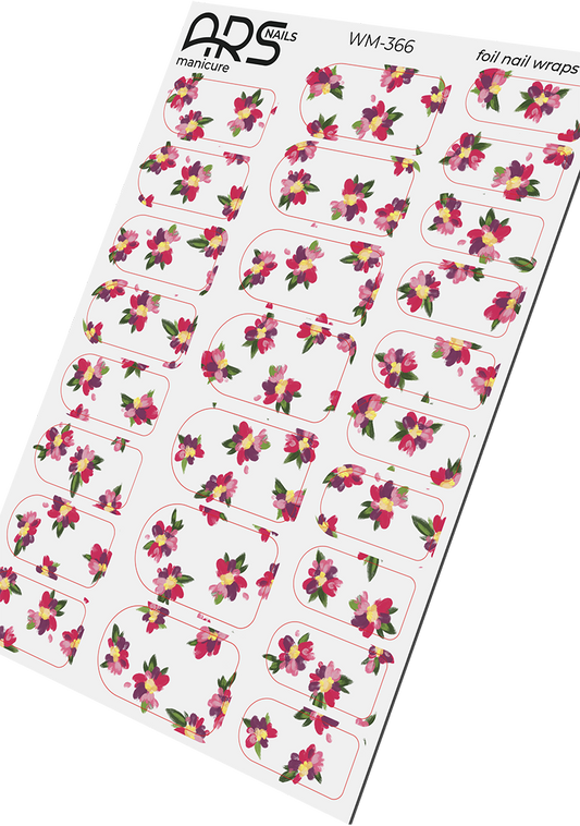 Manicure Designer flowers. Gold Foil. Nail wraps WM-366