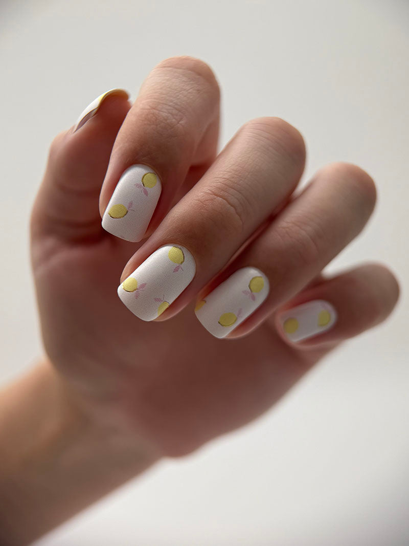 Manicure Lemons. Gold Foil. Nail wraps WM-370