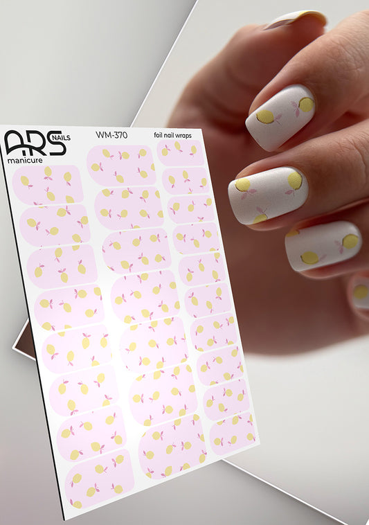 Manicure Lemons. Gold Foil. Nail wraps WM-370