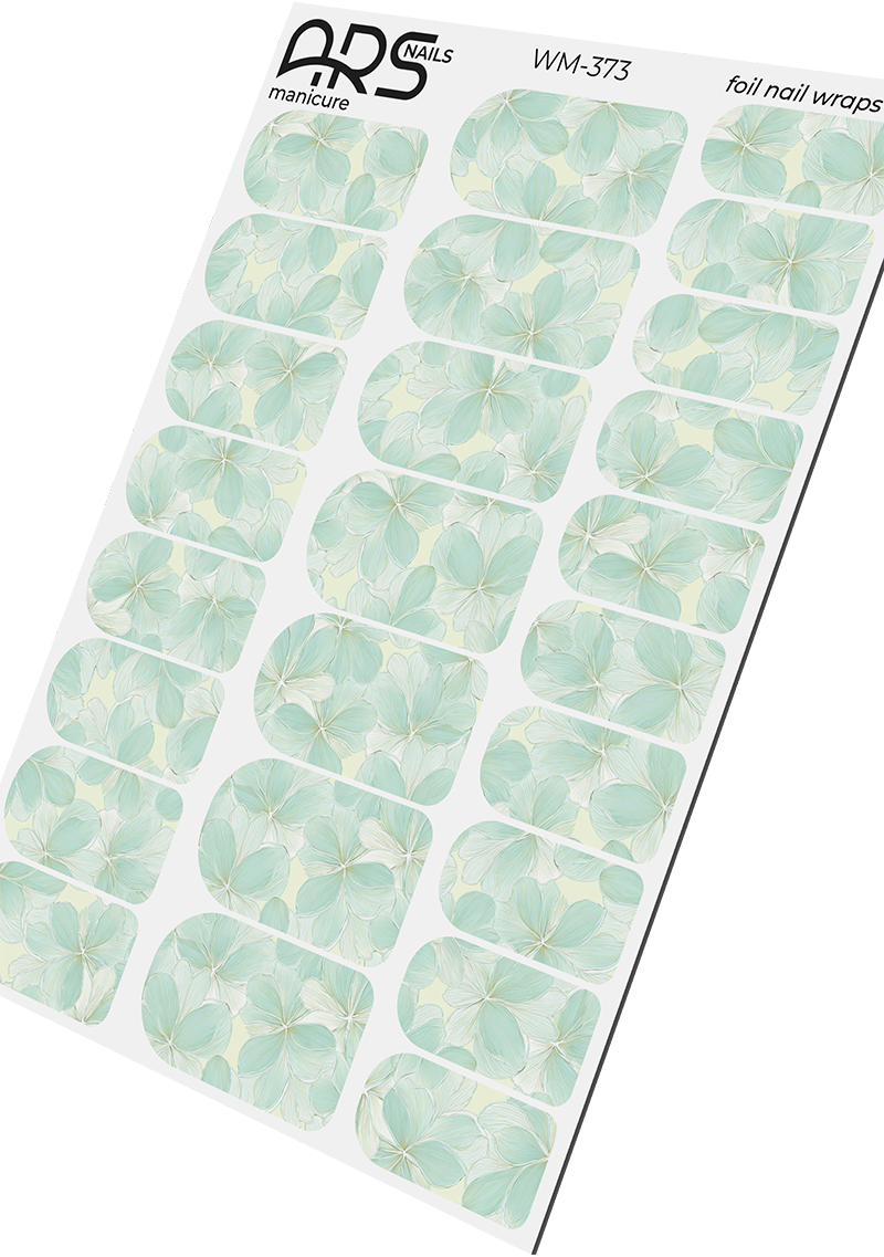 Manicure Flowers light green. Colored Foil. Nail wraps WM-373