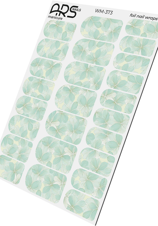 Manicure Flowers light green. Colored Foil. Nail wraps WM-373