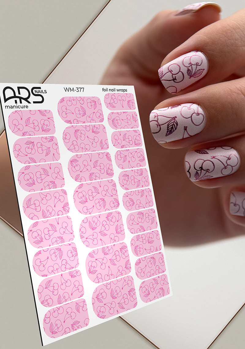Manicure Cherry. Colored Foil. Nail wraps WM-377