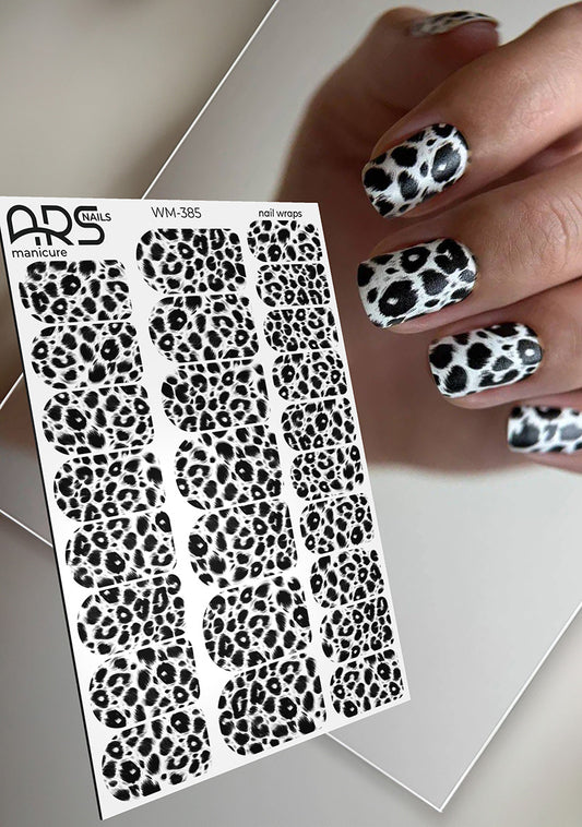 Manicure Leo. Black and white. Nail wraps WM-385