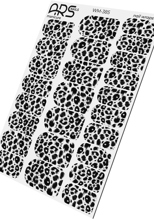 Manicure Leo. Black and white. Nail wraps WM-385