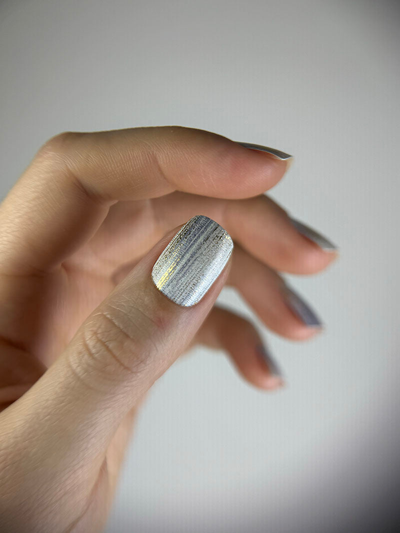 Manicure Strokes with beige and gray. Gold Foil. Nail wraps WM-405