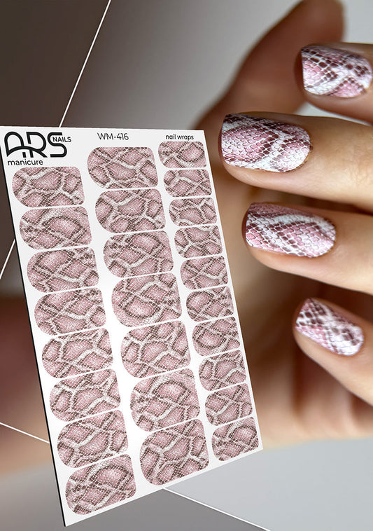 Manicure Python. Pink. Nail wraps WM-416
