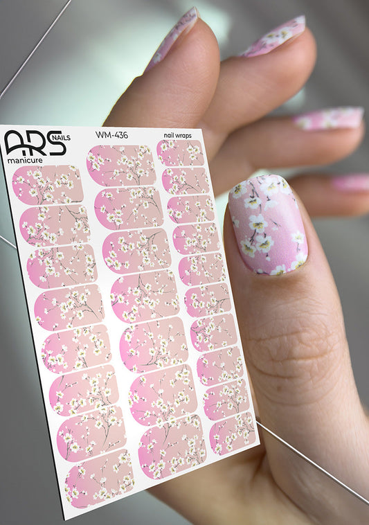 Manicure Small flowers. Gradient. Nail wraps WM-436