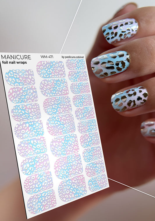 Manicure Leo. Silver Foil. Nail wraps WM-471