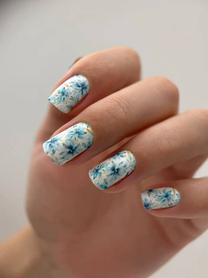 Manicure Flowers. Blue. Nail wraps WM-472