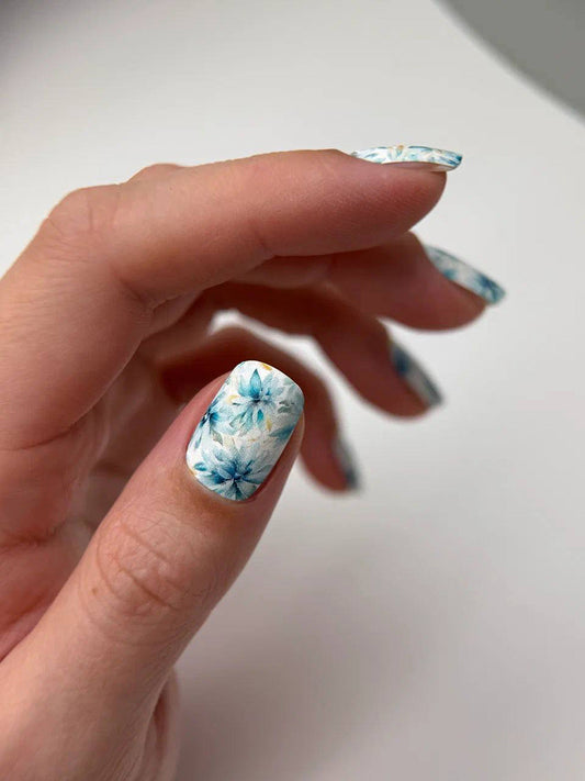 Manicure Flowers. Blue. Nail wraps WM-472