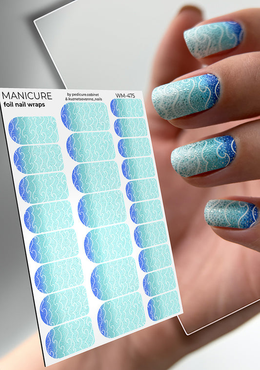 Manicure Waves. Colored Foil. Nail wraps WM-475