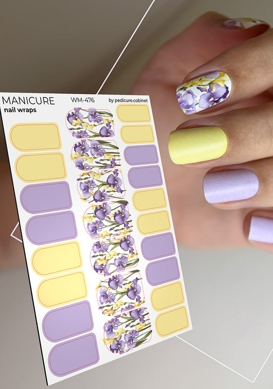 Manicure Irises. Nail wraps WM-476