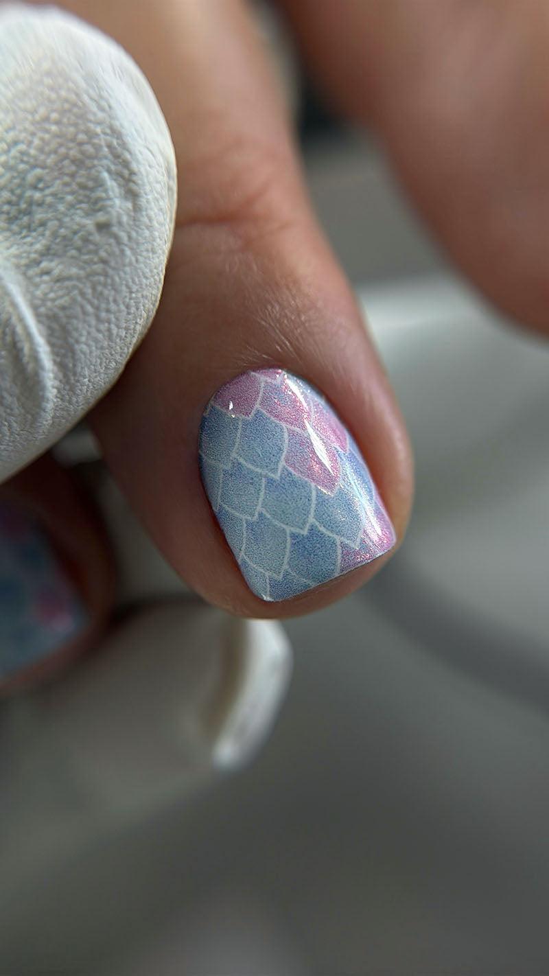 Manicure Mermaid Blue and Pink. Colored Foil. Nail wraps WM-512