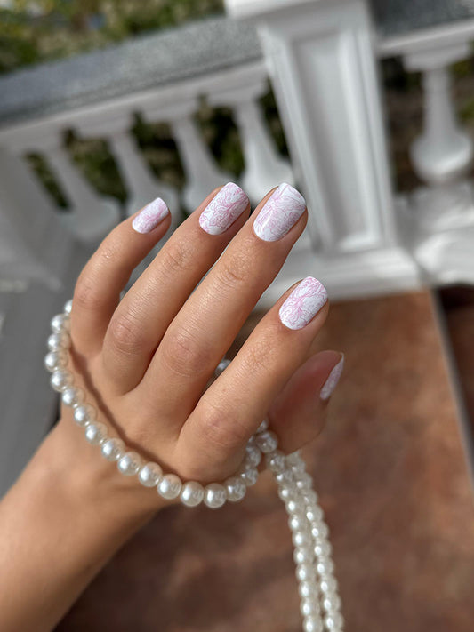Manicure Pink Flowers. Nail wraps WM-538