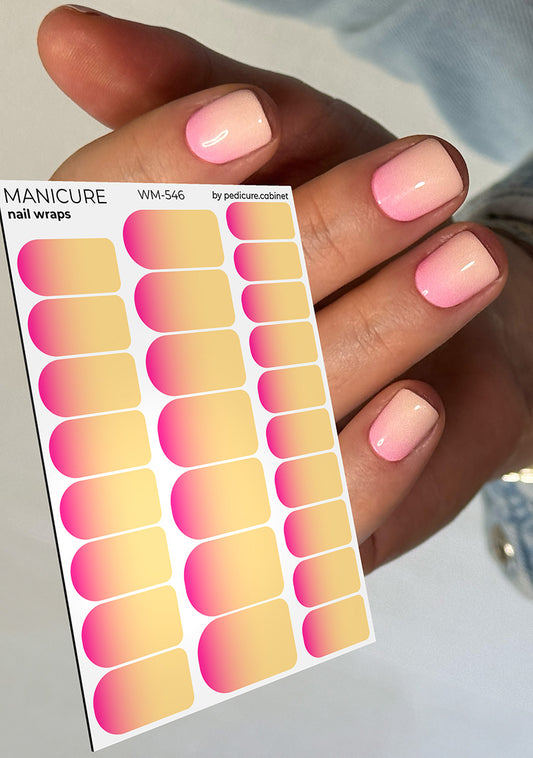 Manicure Gradient. Pink and Peach. Nail wraps WM-546
