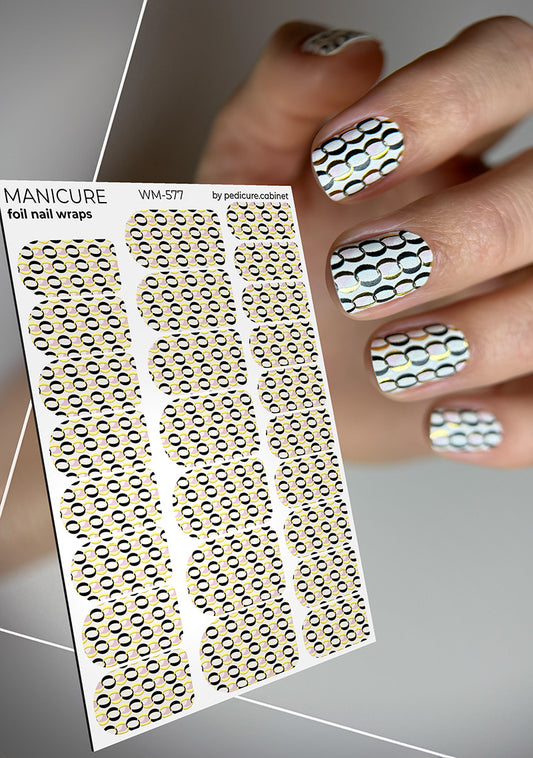 Manicure Chains. Gold Foil. Nail wraps WM-577