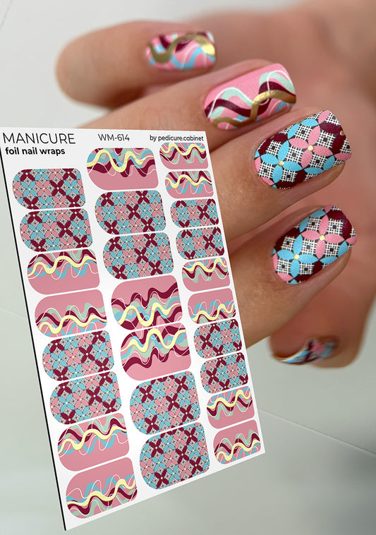 Manicure Waves. Colored Foil (Bronze). Nail wraps WM-614
