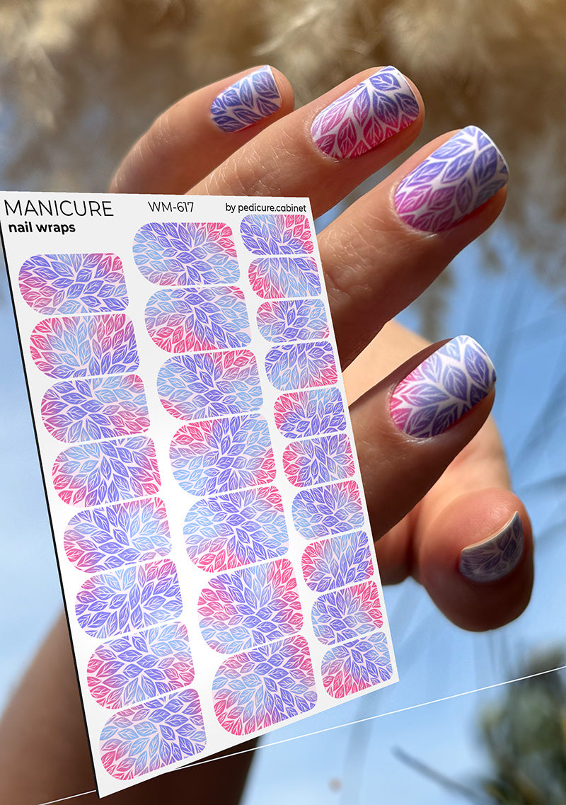 Manicure Leaves. Gradient. Nail wrap WM-617