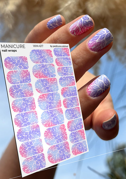 Manicure Leaves. Gradient. Nail wrap WM-617