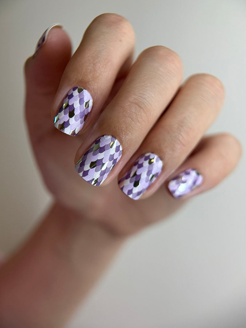 Manicure Purple Python. Foil silver. Nail wrap WM-622