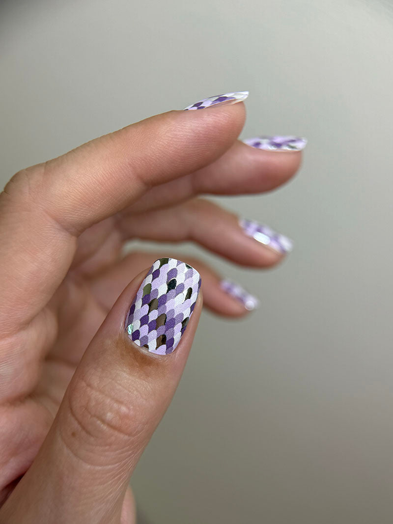 Manicure Purple Python. Foil silver. Nail wrap WM-622