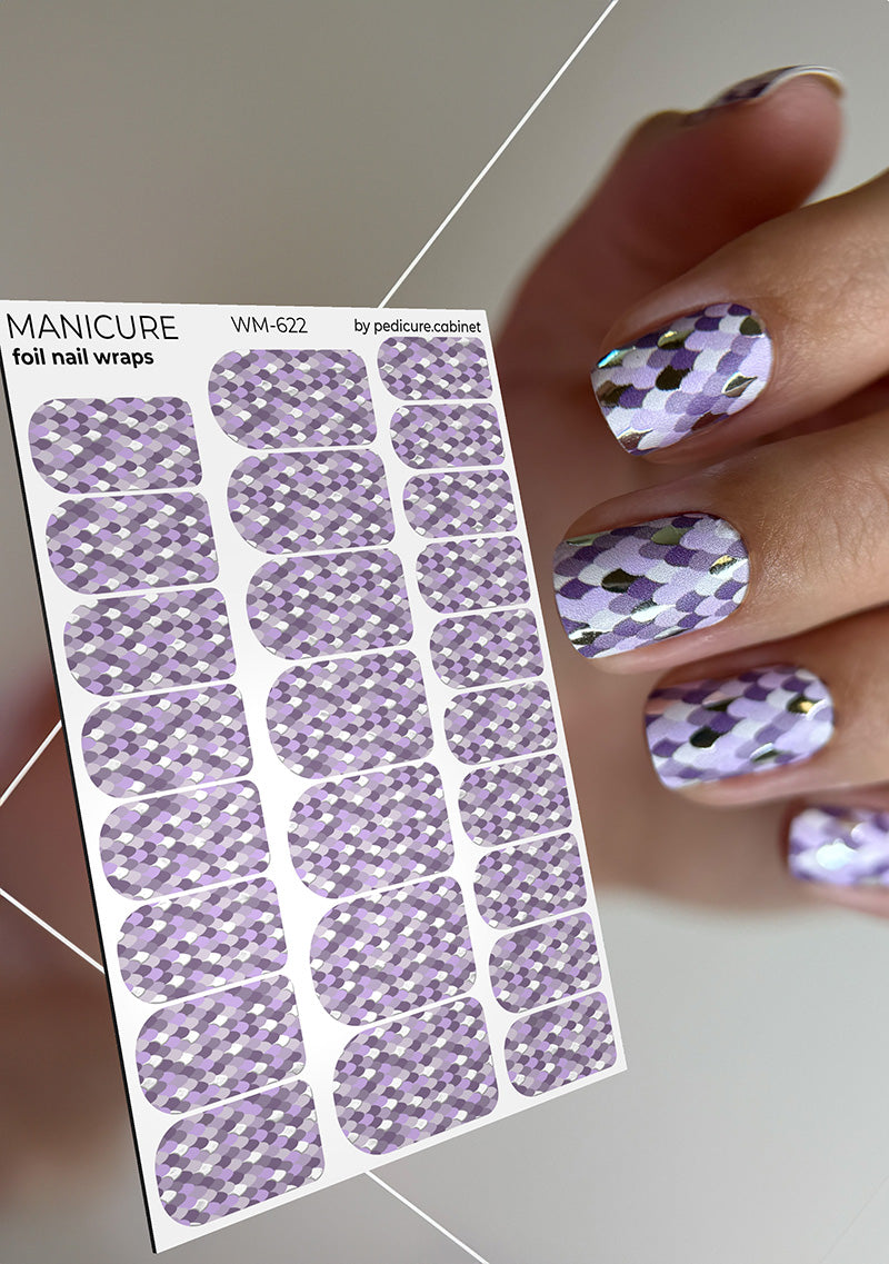 Manicure Purple Python. Foil silver. Nail wrap WM-622