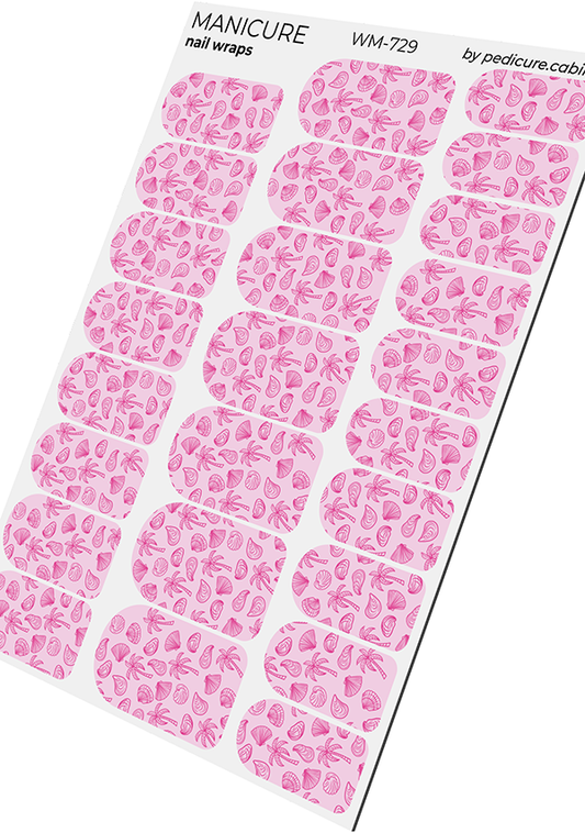 Manicure Shells Palms. Nail wrap WM-729