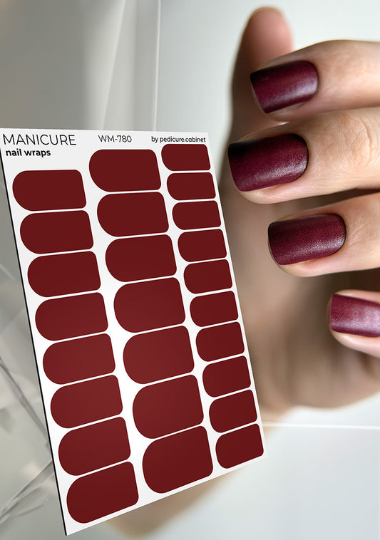 Manicure Marsala. Nail wrap WM-780