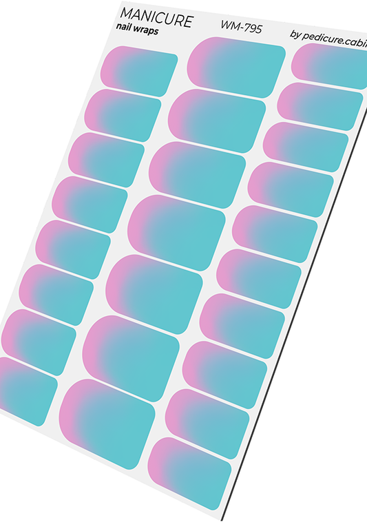 Manicure Gradient. Pink and blue. Nail wrap WM-795