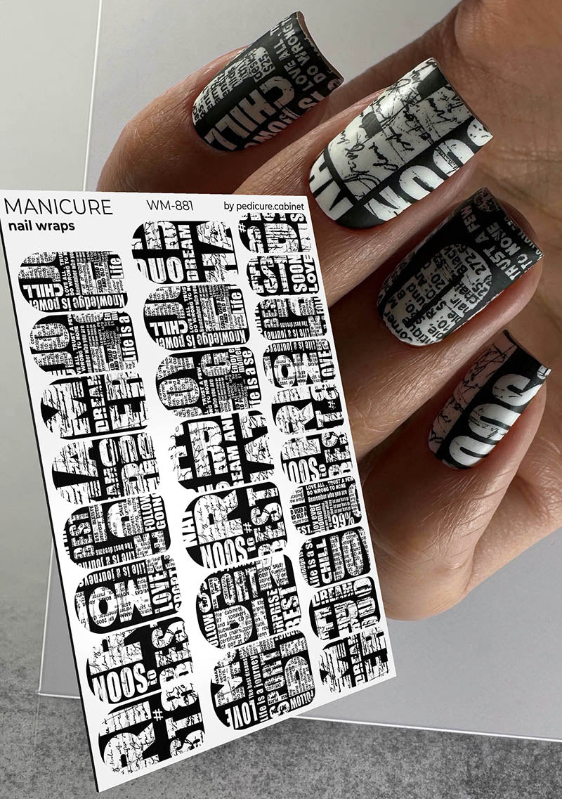 Manicure Newspaper. Nail wrap WM-881