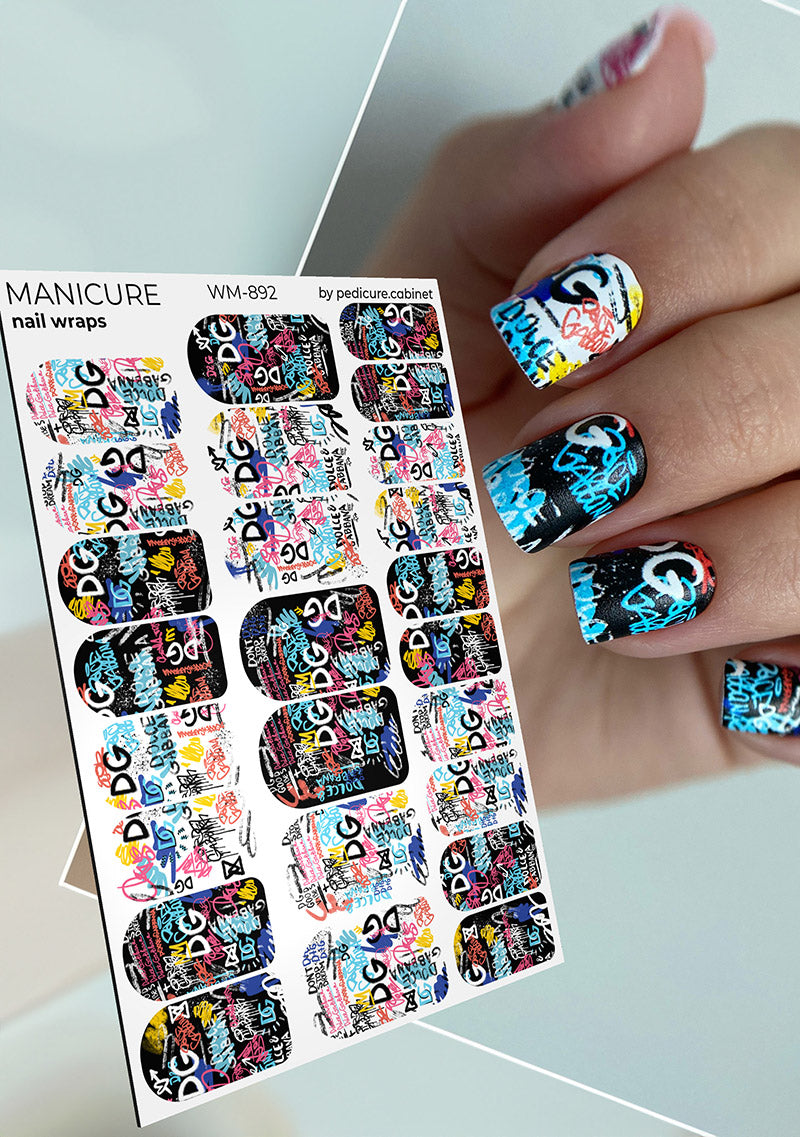 Manicure Graffiti DG. Nail wrap WM-892