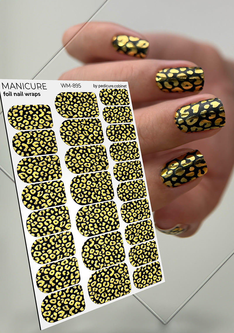 Manicure Leo. Foil gold. Nail wrap WM-895