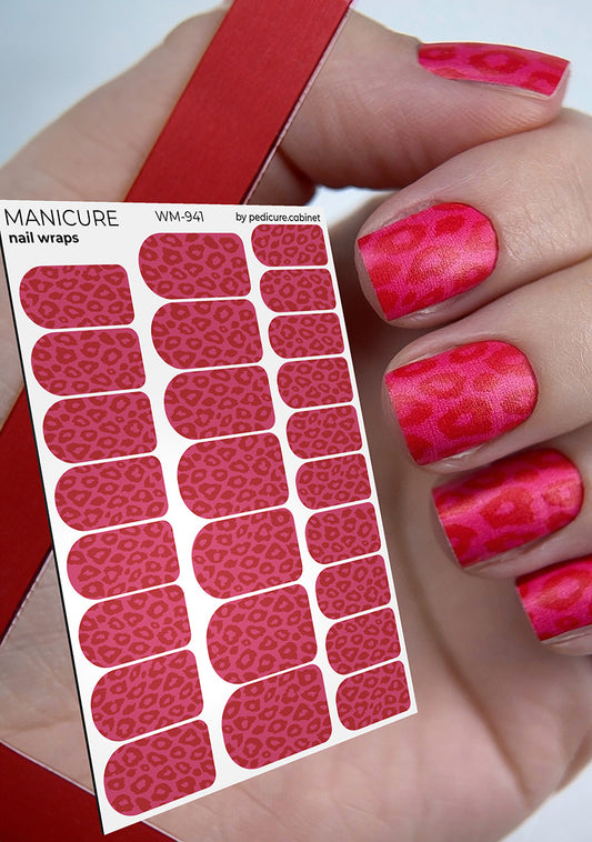 Manicure Leo monochrome. Red. Nail wrap WM-941