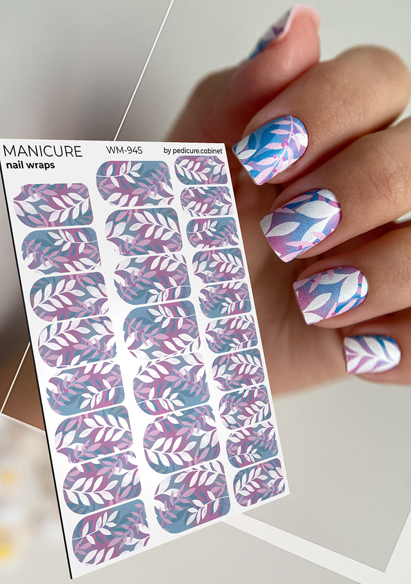 Manicure White twigs. Nail wrap WM-945