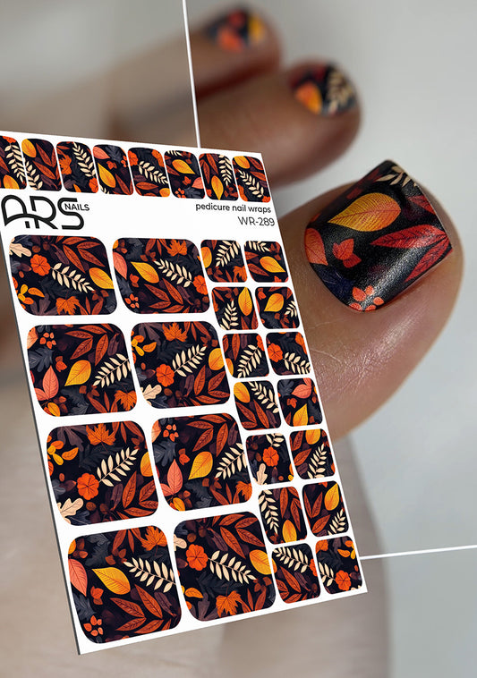 Pedicure Leaves autumn. Nail wraps WR-289