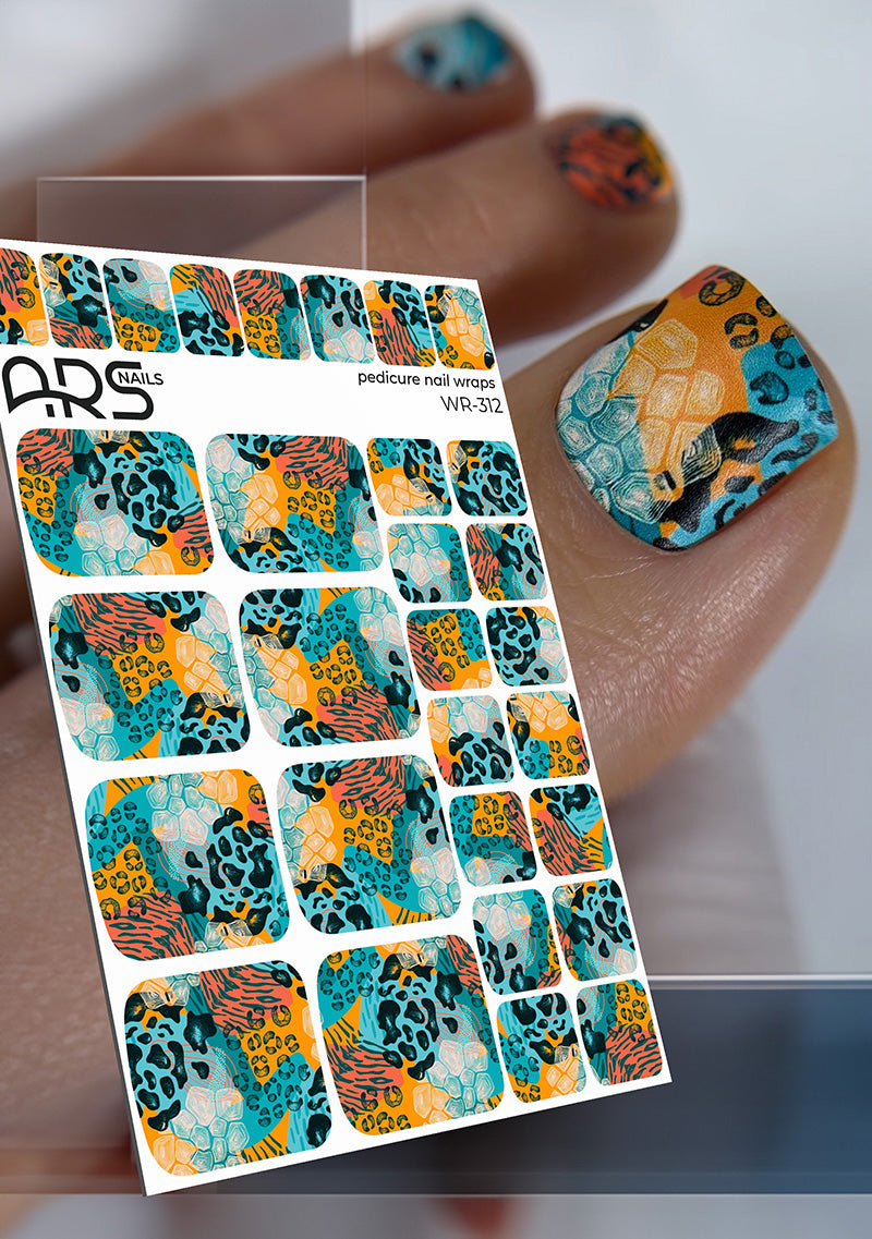 Pedicure Animal mix. Nail wraps WR-312