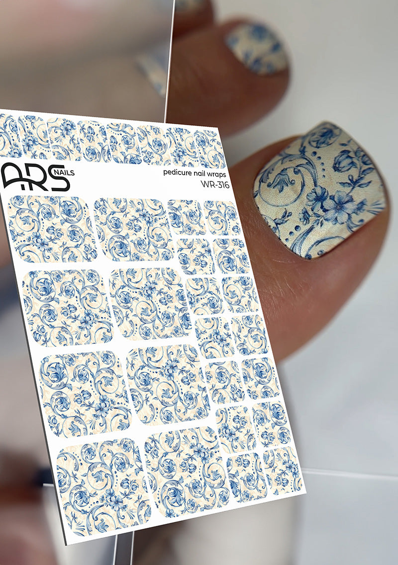 Pedicure Floral pattern. Nail wraps WR-316