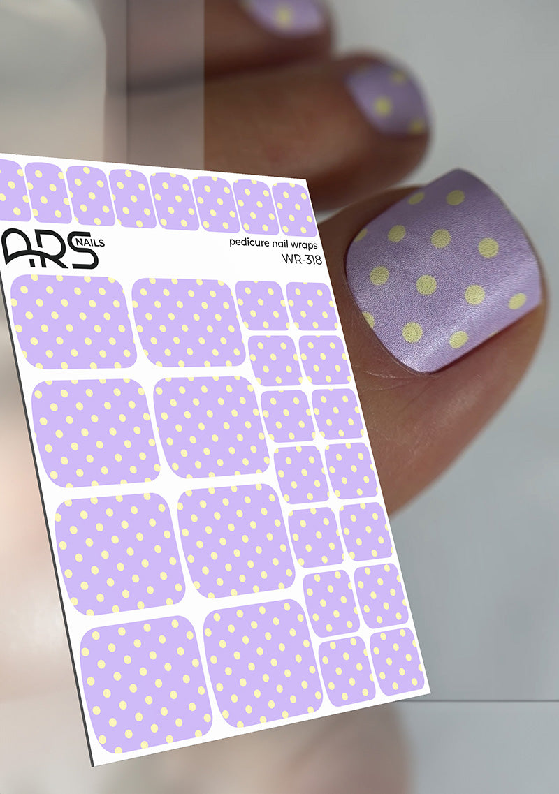Pedicure Polka dots yellow. Nail wraps WR-318